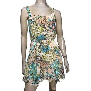 Lucca Couture Women’s Size M Pastel Floral Print Chiffon Mini Tank Dress